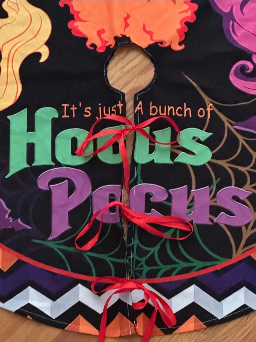 Hocus Pocus Halloween Tree Skirt 36”Circumference Black w/ Orange Purple Green
